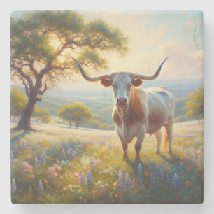 Spring Texas longhorn koe Stenen Onderzetter
