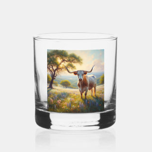Spring Texas longhorn koe Whisky Glas