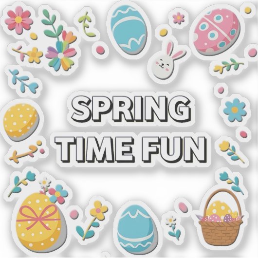 Spring Time Easter | Pascua Primavera Sticker (Voorkant)