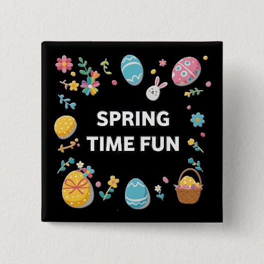 Spring Time Fun Easter | Pascua Primavera Vierkante Button 5,1 Cm (Voorkant)
