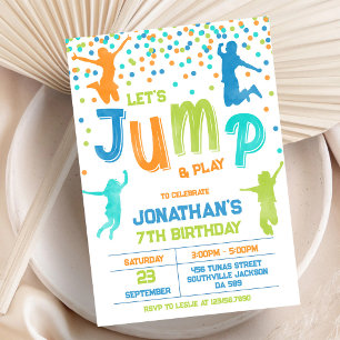Spring trampoline stuitpartij kinderen verjaardag  kaart
