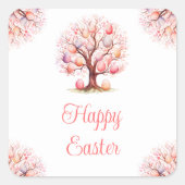 Spring Tree Easter Egg Hunt Vierkante Sticker (Voorkant)