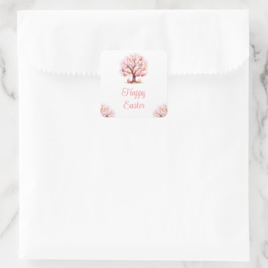 Spring Tree Easter Egg Hunt Vierkante Sticker (Tas)