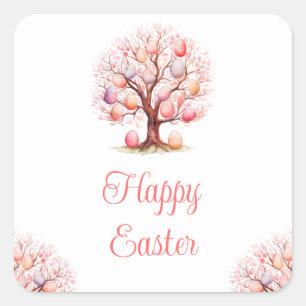 Spring Tree Easter Egg Hunt Vierkante Sticker