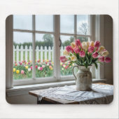 Spring Tulip Bouquet by Rainy Window Muismat (Voorkant)