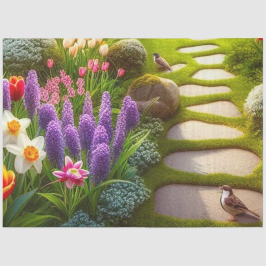 Spring Tulip Daffodils Hyacint Bloemen Tissue Papi Tissuepapier (Voorkant)