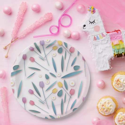 Spring Tulip & Daisy Papier Borden Papieren Bordje (Feest)