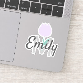 Spring Tulip Monogramed Custom Name Sticker