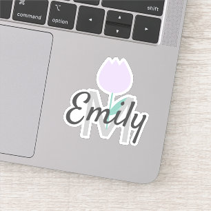 Spring Tulip Monogramed Custom Name Sticker
