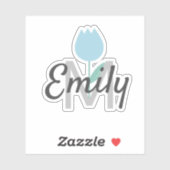 Spring Tulip Monogramed Custom Name Sticker (Vel)