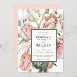 Spring Tulip Waterverf Boeket Invitation Kaart