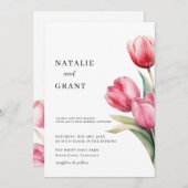 Spring Tulip Wedding Kaart (Voorkant / Achterkant)
