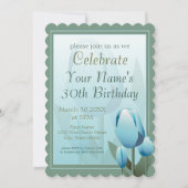 Spring Tulips Birthday Party Turquoise Kaart (Voorkant)