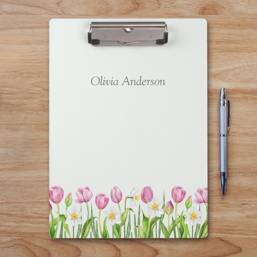 Spring Tulips & Daffodils Floral Clipboard Klembord