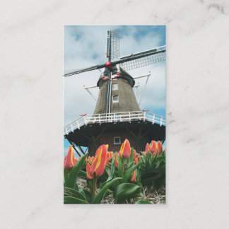 Spring Tulips Dutch Windmill Visitekaartje