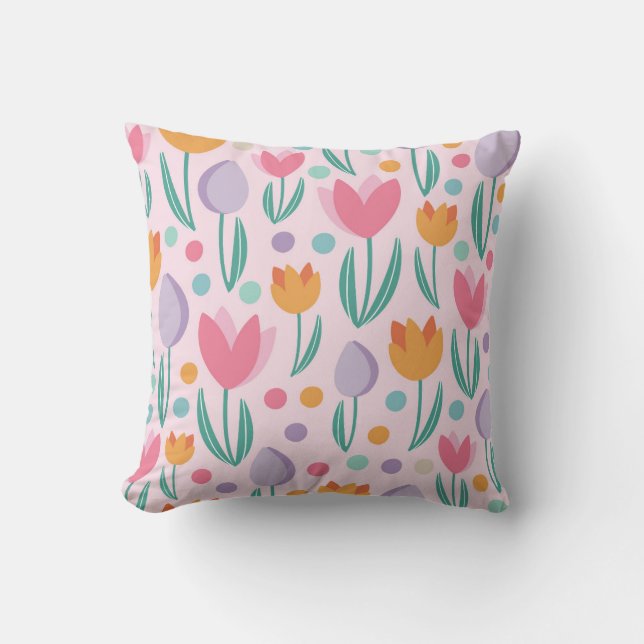 Spring Tulips Patroon Kussen (Voorkant)