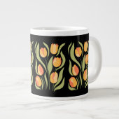 Spring Tulips Pattern on Black Giant Coffee Mok (Voorkant rechts)