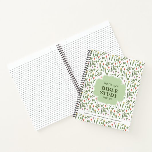 Spring Tulips Pattern Personalized Bible Study Notitieboek (Binnen)