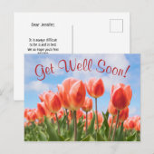 Spring Tulips Sunny Get Well Soon Briefkaart (Voorkant / Achterkant)