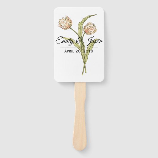 Spring Tulips trouwgunst fans Handwaaier (Voorkant)