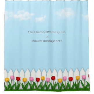 Spring Tulpen Wit Picket Fence Douchegordijn