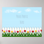 Spring Tulpen Wit Piket Fence Custom Foto Poster (Voorkant)