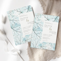 Spring Turquoise Aqua Abstracte Flowers Uitnodigin