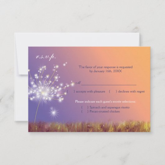 Spring Twilight Dandelion Wedding RSVP (Voorkant)