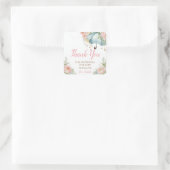 Spring Umbrella Baby shower Dank u Vierkante Sticker (Tas)