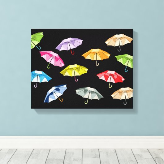 Spring Umbrellas Canvas Afdruk (Insitu (Houten vloer))