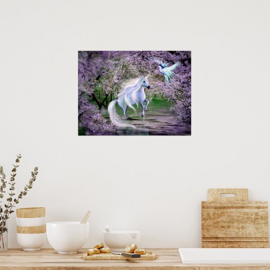 Spring Unicorn fantasy Poster (Keuken)