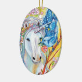 Spring Unicorn Keramisch Ornament (Links)