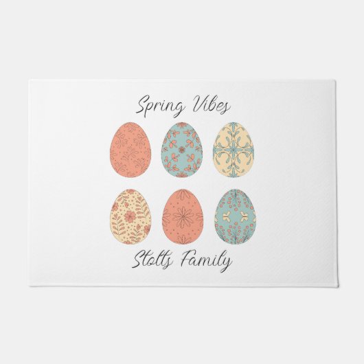 Spring Vibes – gepersonaliseerde paasdeurmat met F Deurmat (Voorkant)