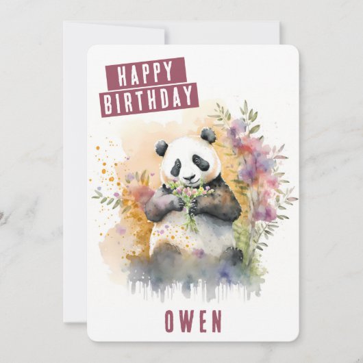 Spring vibes Panda Verjaardag Kaart (Voorkant)