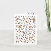 Spring Vogels en Aardbeien Bloempatroon Blank Bedankkaart (Voorkant)
