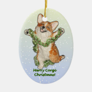 Spring voor Joy! Corgi kerstversiering Keramisch Ornament