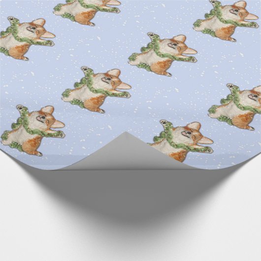 "Spring voor joy!"  Corgi-verpakkingspapier Cadeaupapier (Hoek)