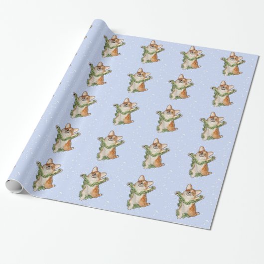 "Spring voor joy!" Corgi-verpakkingspapier Cadeaupapier (Uitgerold)
