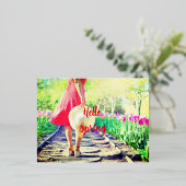 Spring Walk Artwork Folie Feestdagen Briefkaart (Staand Voorkant)