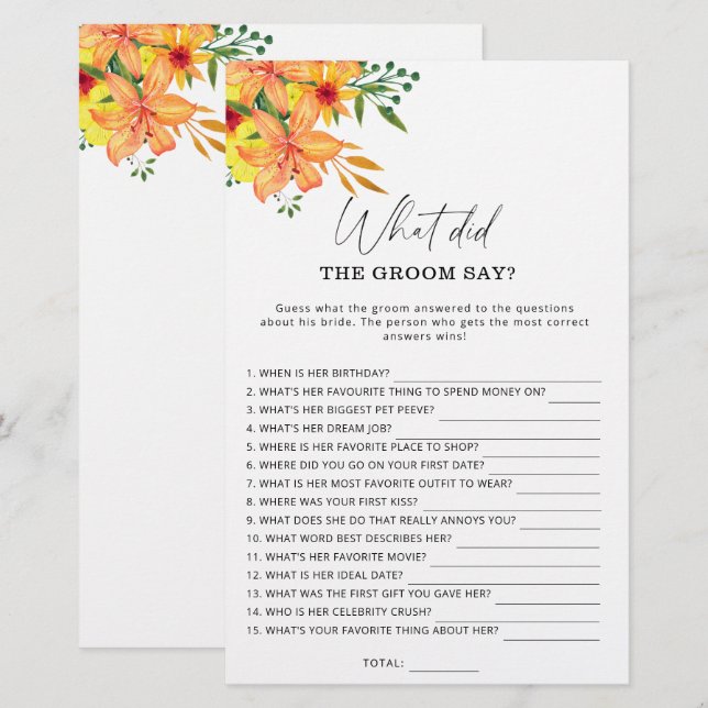 Spring Wat zei de groom tegen het bruidsspel? (Voorkant / Achterkant)