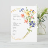 Spring Watercolor Floral Wedding Invitation Kaart (Staand voorkant)