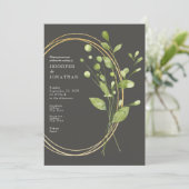 Spring Watercolor Green Leaves Wedding Invitation (Debout devant)