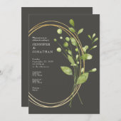 Spring Watercolor Green Leaves Wedding Invitation (Devant / Derrière)