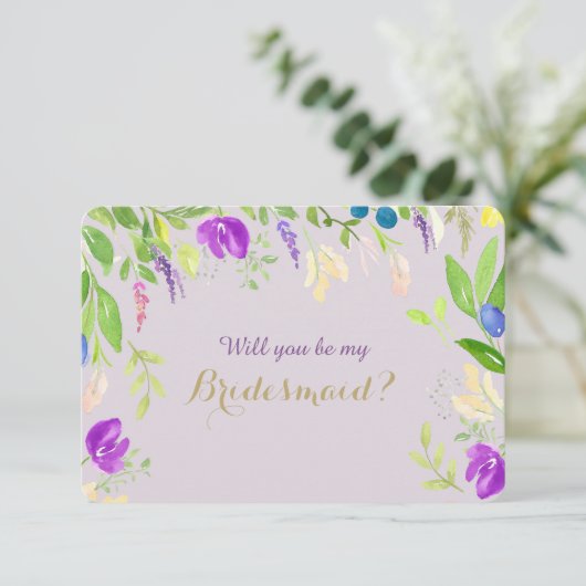 Spring Waterverf Bloemenorchidee Bruidsmeisje Kaart (Staand voorkant)