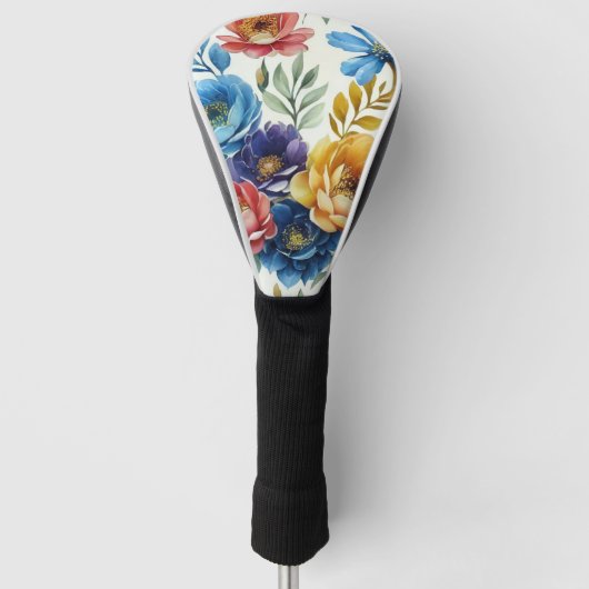 Spring Waterverf Bloemenprint Golfheadcover (Voorkant)