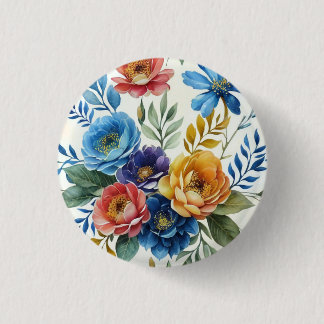 Spring Waterverf Bloemenprint Ronde Button 3,2 Cm