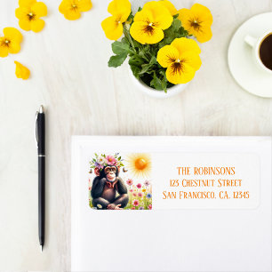 Spring Waterverf chimpansee retouradres Etiket