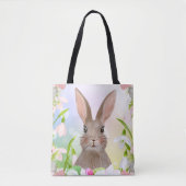 Spring Waterverf Cute Bunny Rabbit Canvas tas (Voorkant)