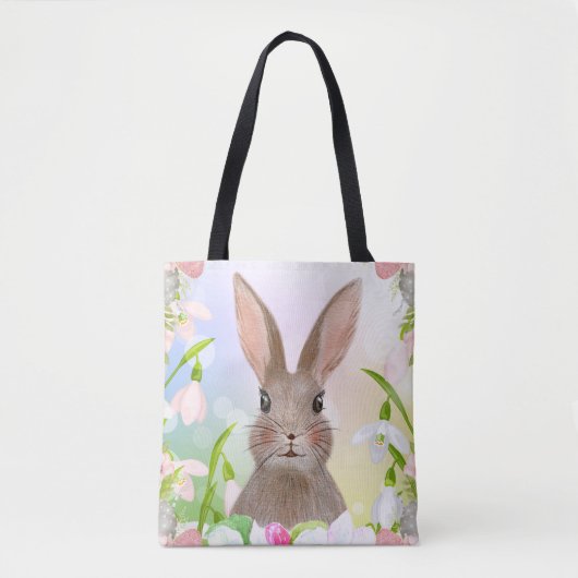 Spring Waterverf Cute Bunny Rabbit Canvas tas (Voorkant)