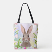 Spring Waterverf Cute Bunny Rabbit Canvas tas (Achterkant)